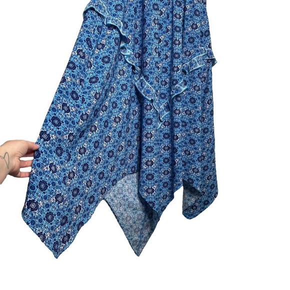 City Chic Women’s Blue Boho Halter Asymmetrical Handkerchief Hem Maxi Size Large - Picture 7 of 14